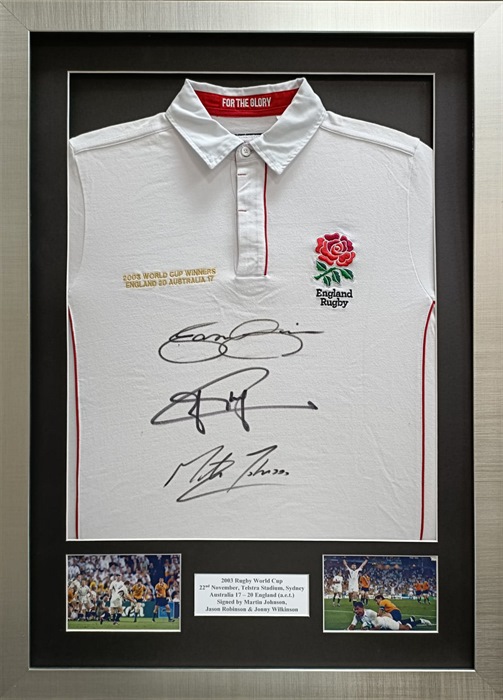 LOT 09 - JOHNSON, WILKINSON & ROBINSON SIGNED 2003 RWC WINNERS SHIRT